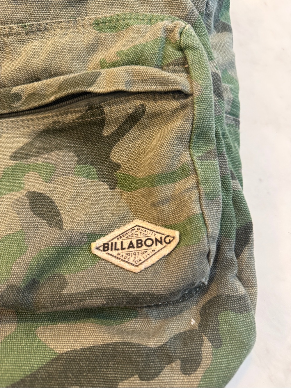 Billabong Camo Canvas Backpack Green Utility School Travel Bag - Picture 4 of 6